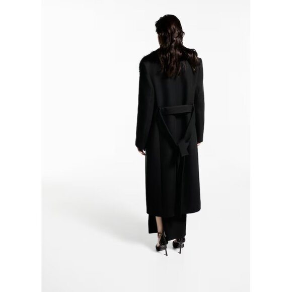 NEW MANGO Manteco wool coat detachable fur collar BLACK SIZE XXS /100%AUTHENTIC - Picture 5 of 13